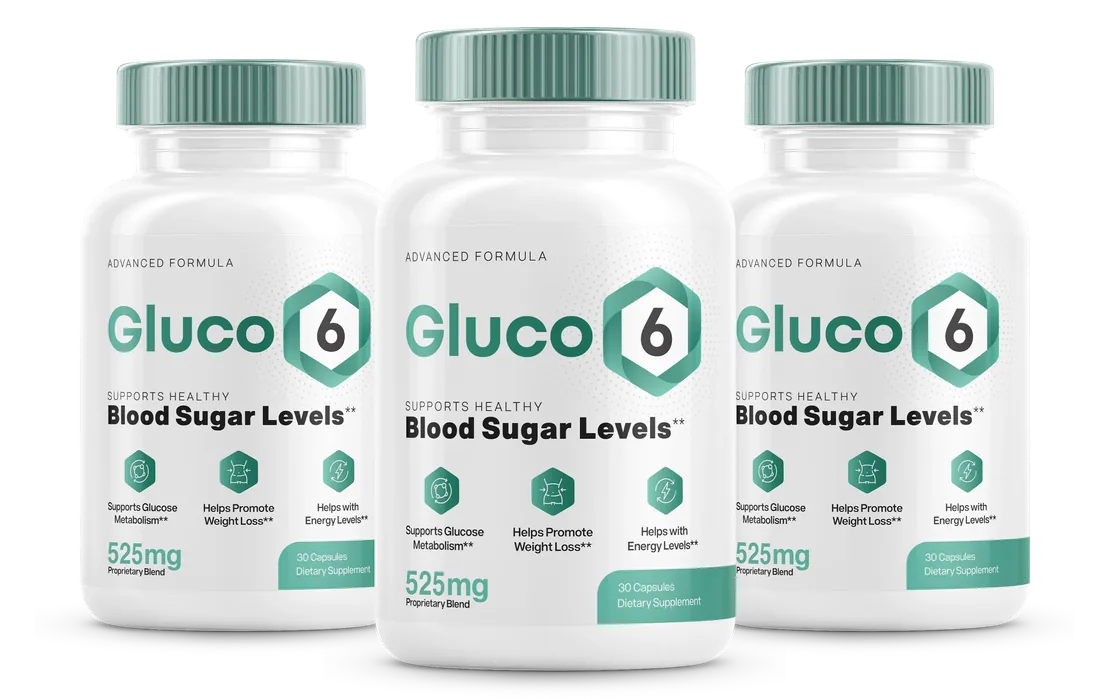 Gluco6 supplement bottles, 3-bottle package